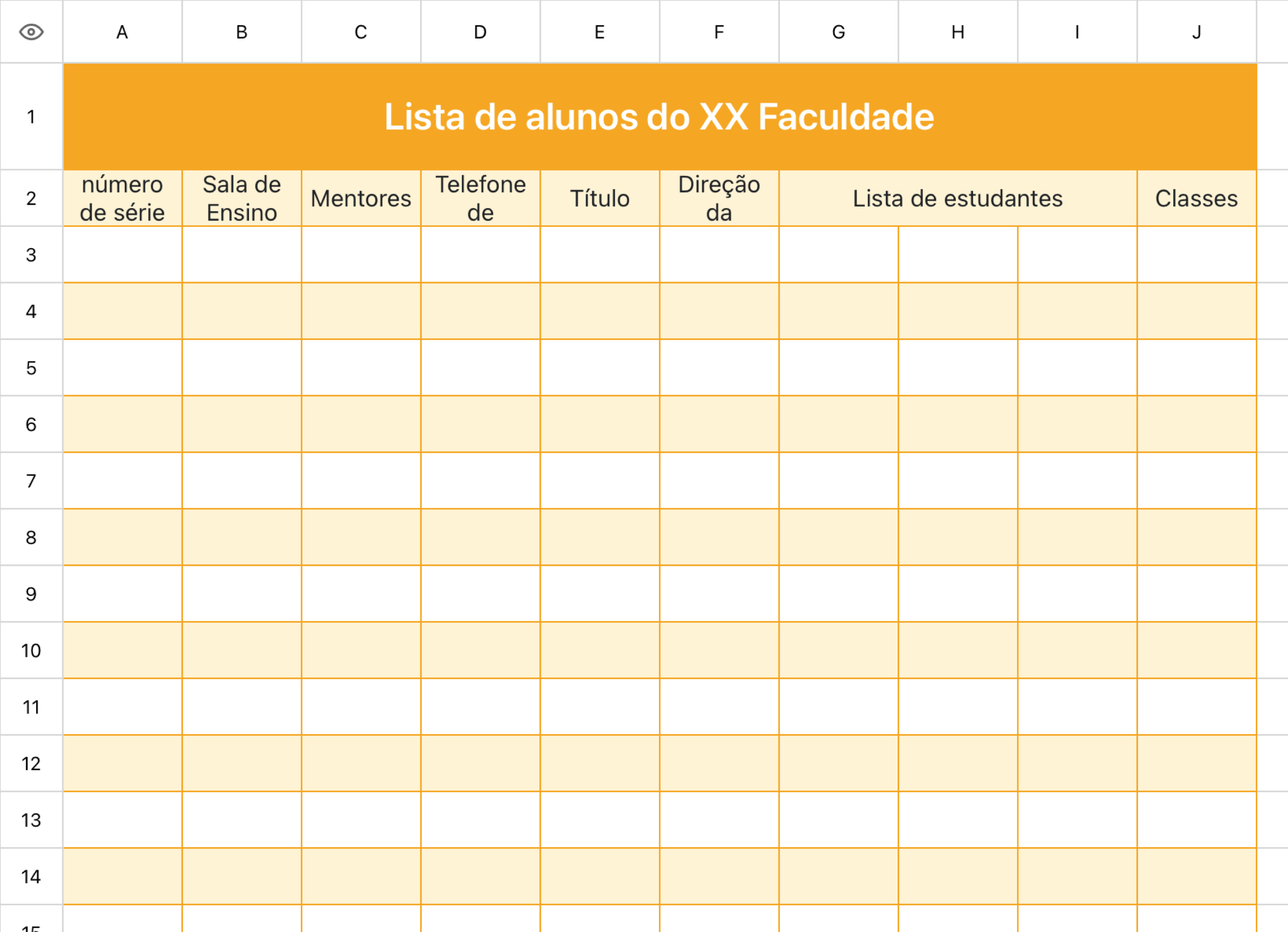 Lista de estudantes do Faculdade